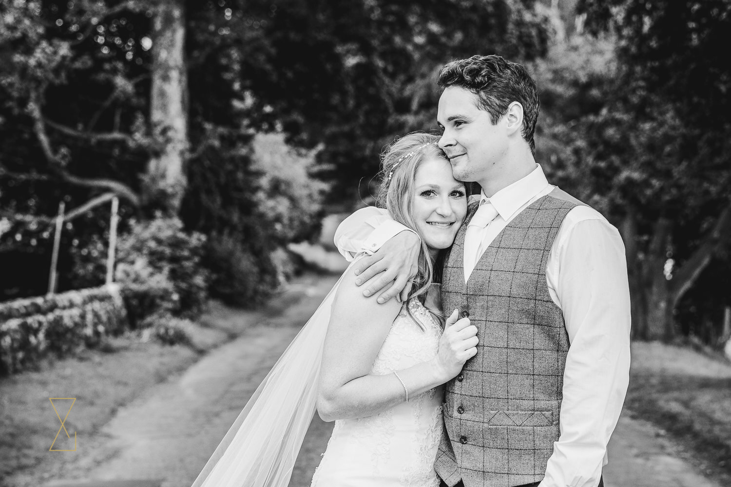 Bride-and-groom-portrait-country-lane-Cheshire