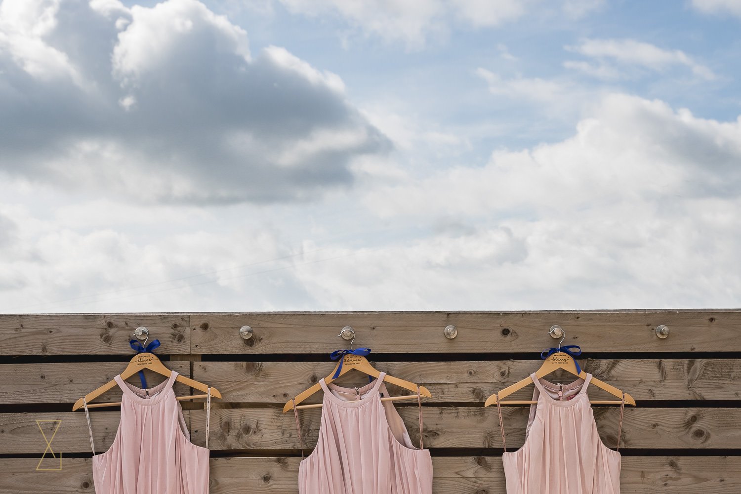 Bridesmaids dresses on a sunny day