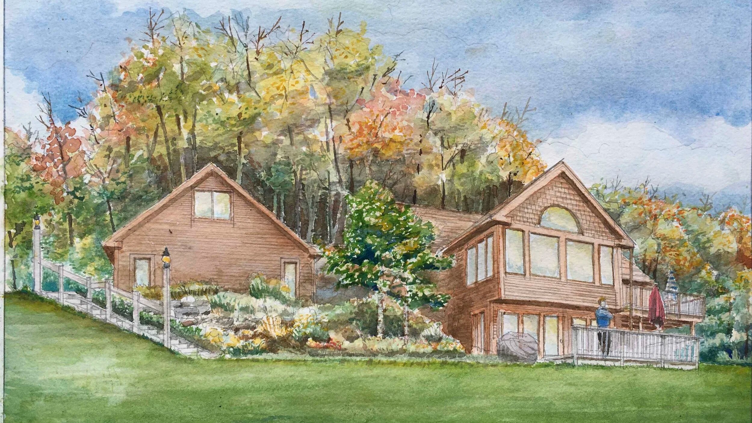 Custom home watercolor portraits by Stephen M. Frey — memorable gifts
