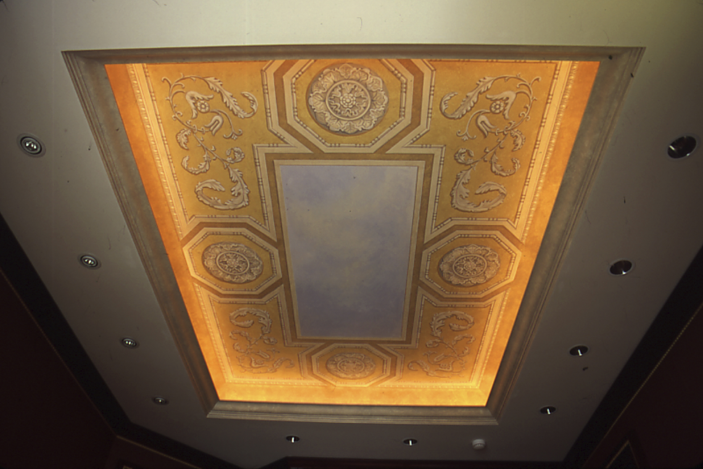 Trompe-l'œil painted recessed ceiling, New York