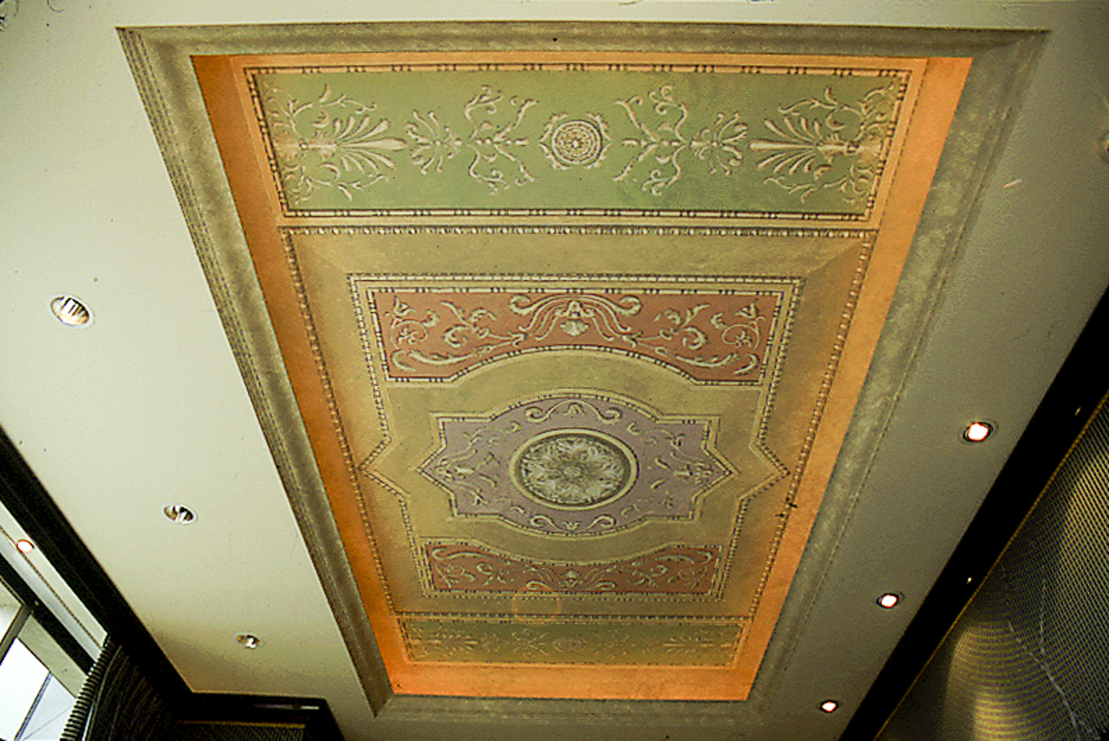 Trompe-l'œil painted recessed ceiling, New York