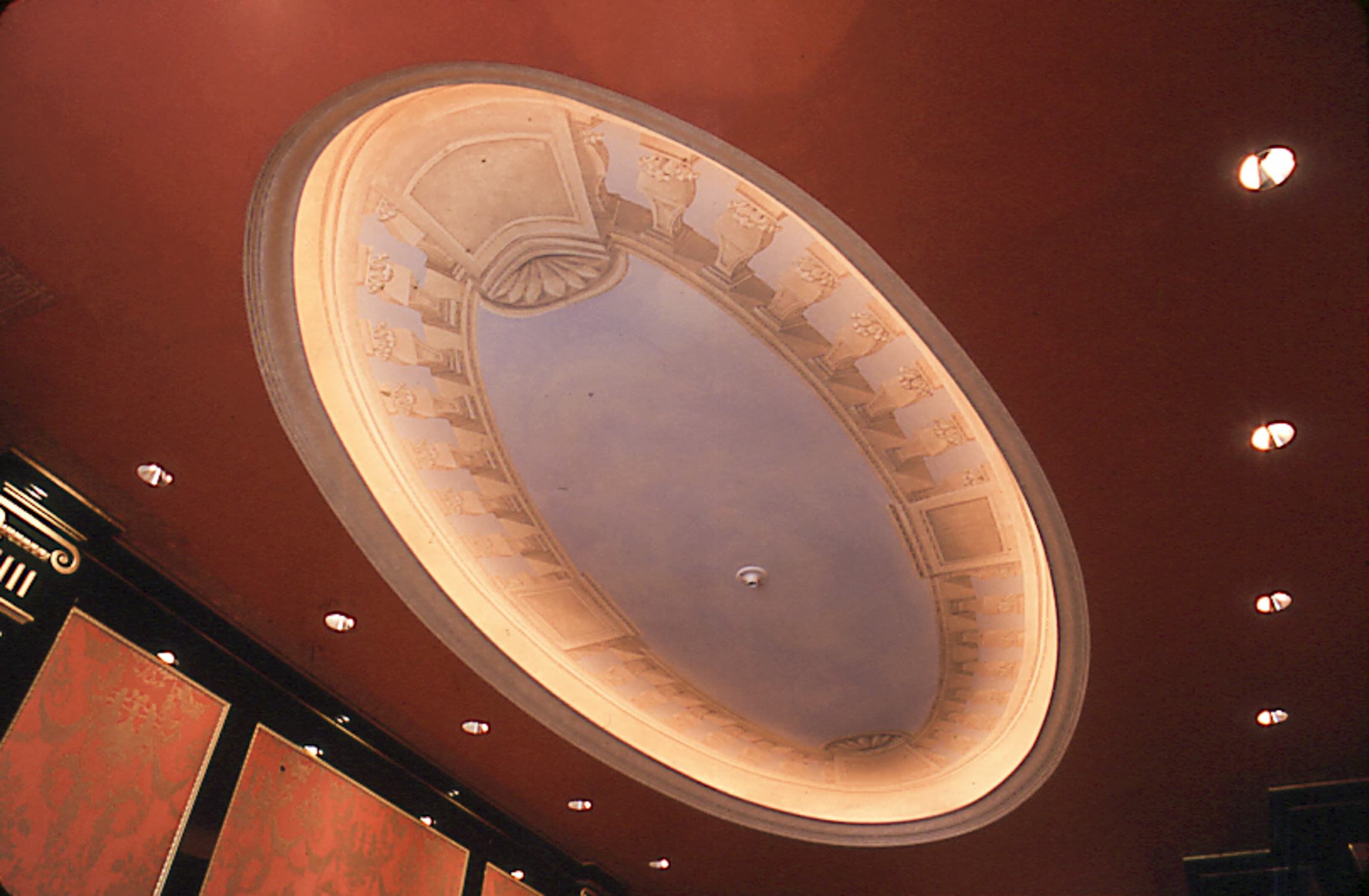 Trompe-l'œil painted recessed ceiling, New York