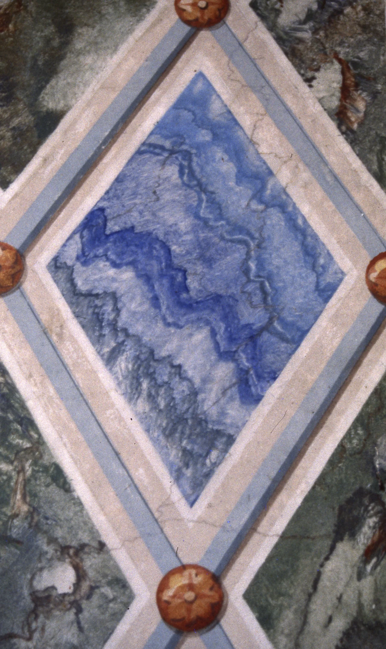 Detail of faux marble painted on Botticino