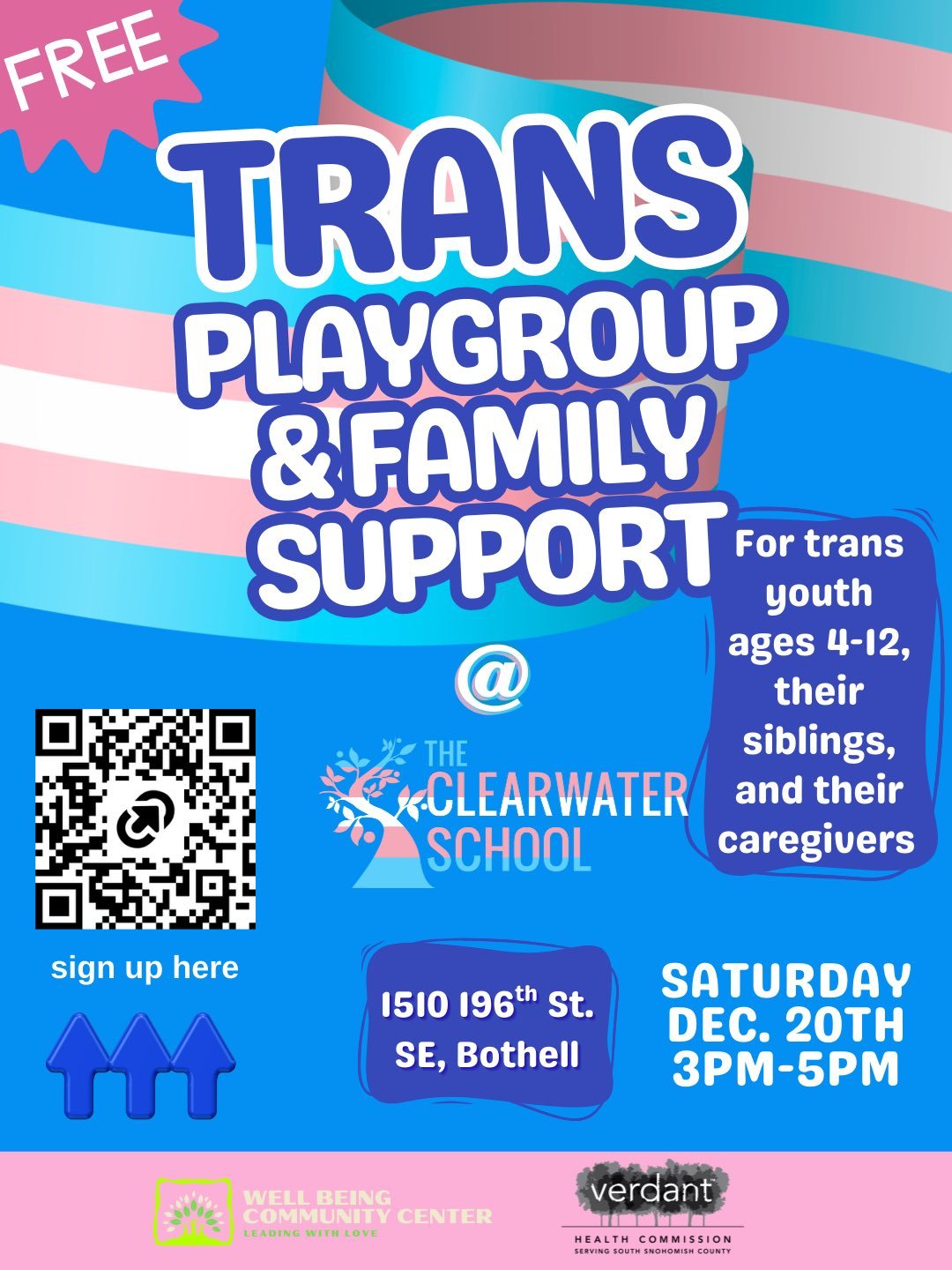 On Saturday, December 20th from 3pm-5pm we&rsquo;ll be hosting our first Trans Playgroup &amp; Family Support event. If the event goes well we hope to make it a series this Spring! 

From 3pm-4pm there will be separate, simultaneous, facilitated supp