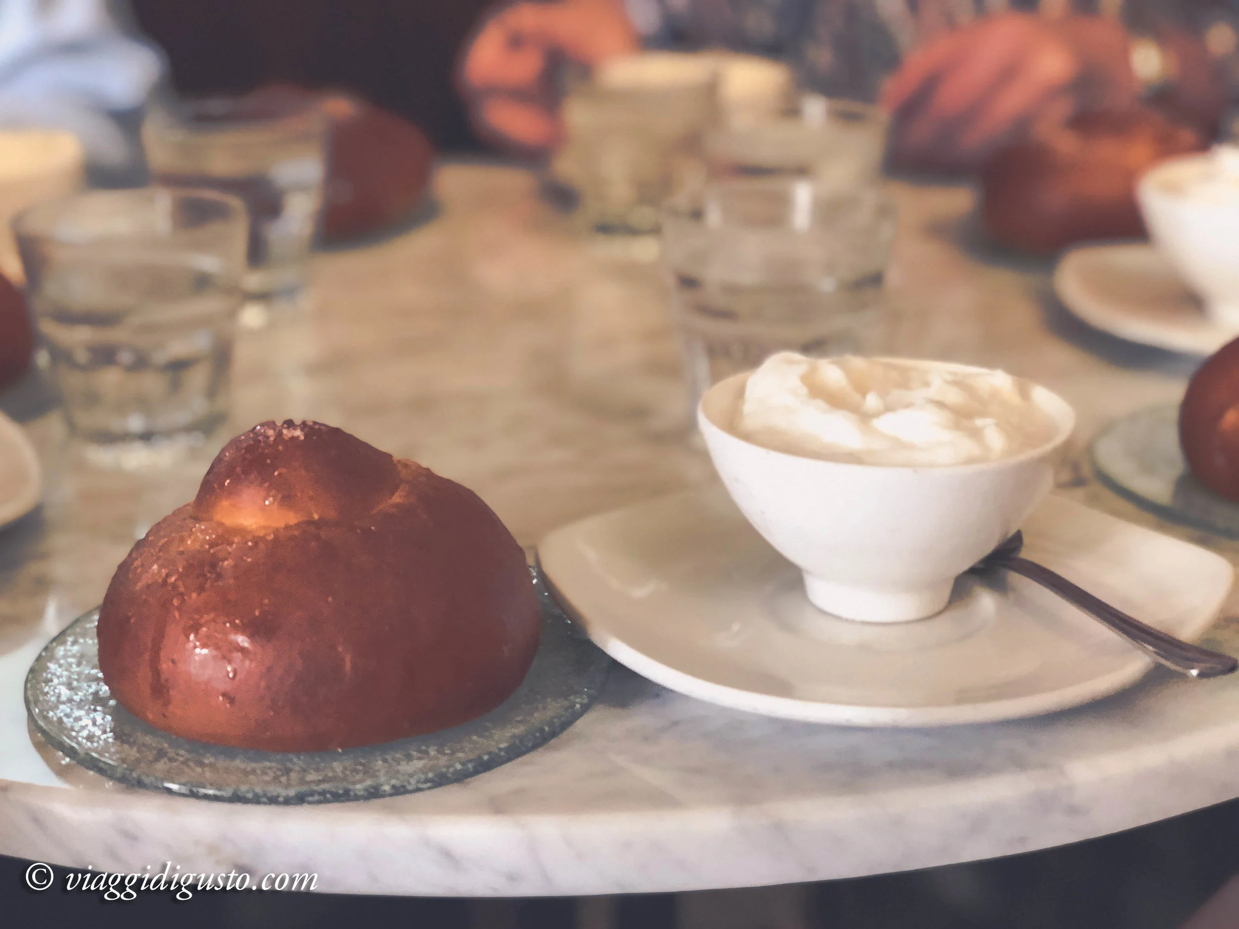 Almond granita and brioche. Caffe Sicilia.