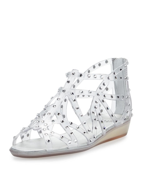 Stuart Weitzman Glogladius Caged Crystal Jelly Sandal