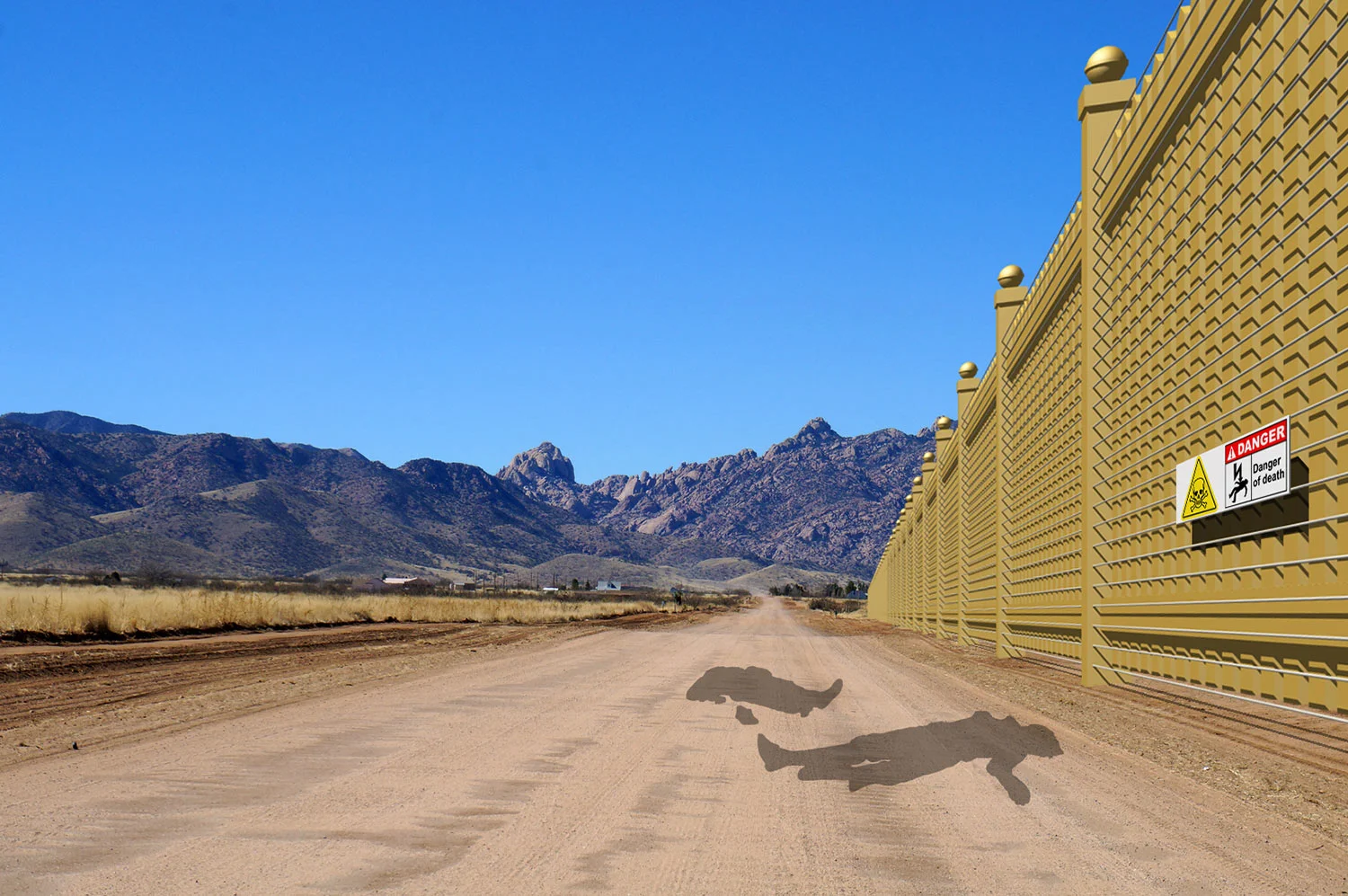 Mexican side of border wall” - electrified side