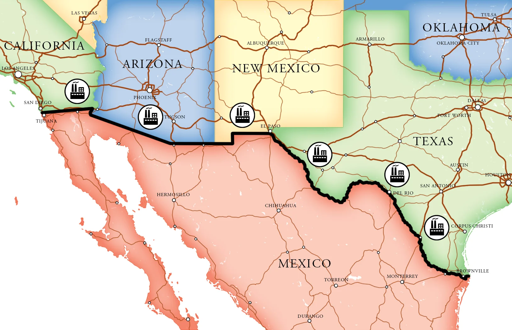 Locations of new coal fired power plants