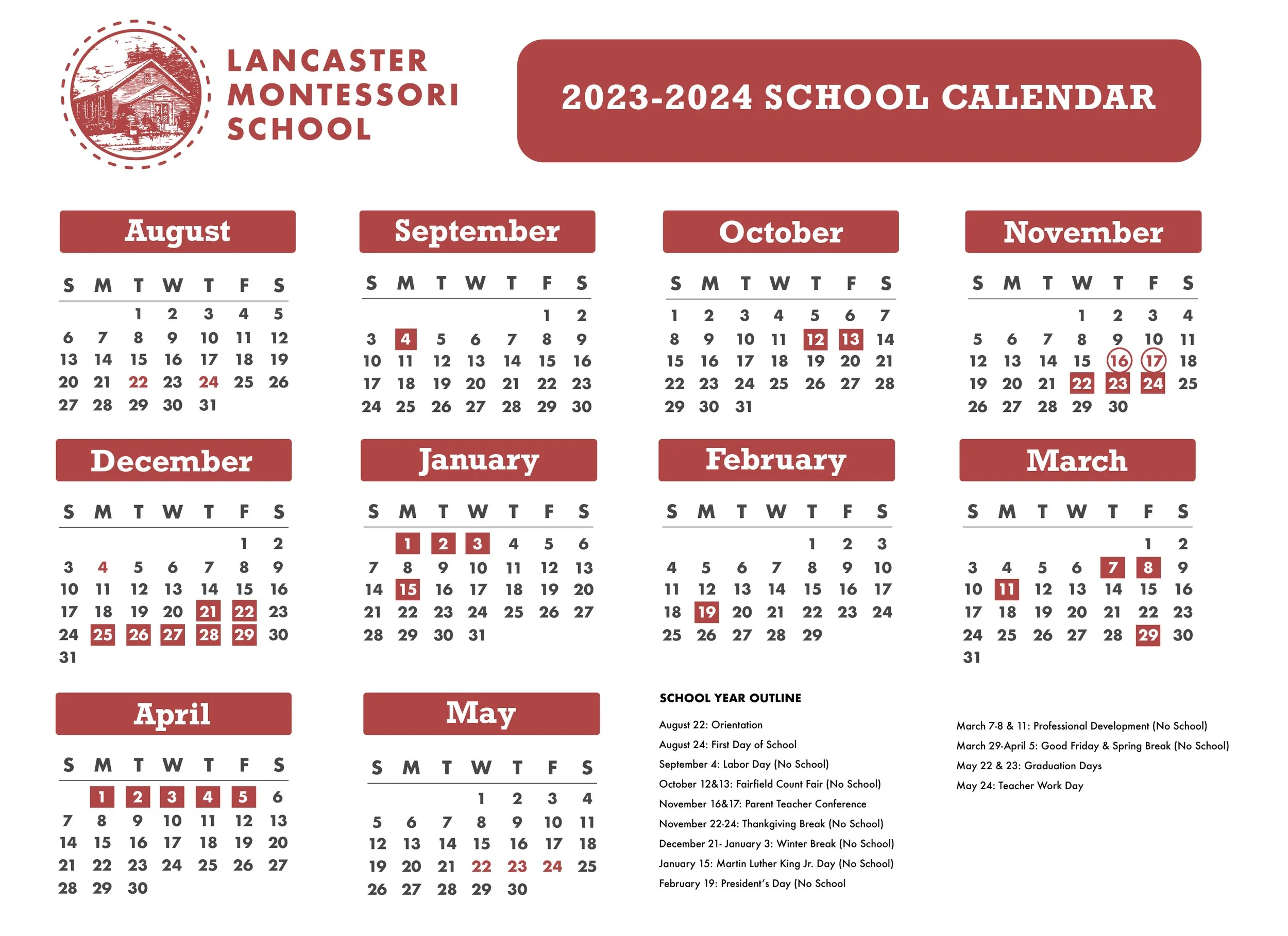 Calendar — Lancaster Montessori School