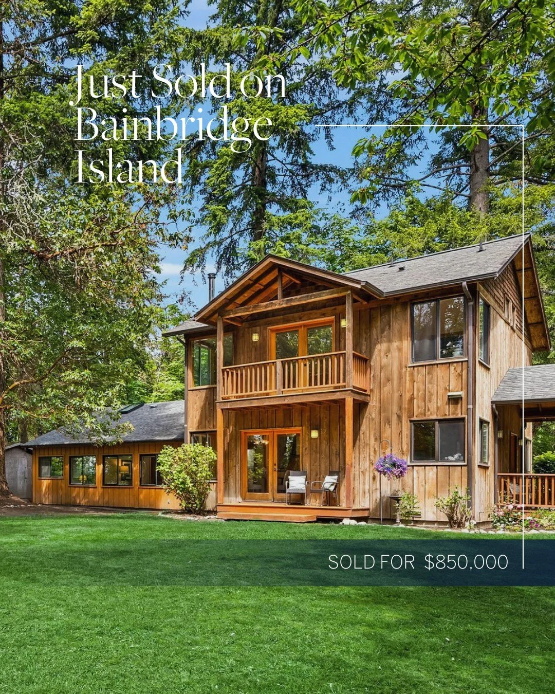 SOLD on Bainbridge Island 🌲

Representing the seller of this custom-built Northwest Contemporary was a true pleasure. Designed by beloved island architect Mack Pearl, the home blends rustic cabin warmth with modern comfort.

🔹 Sold for $850,000
 🔹