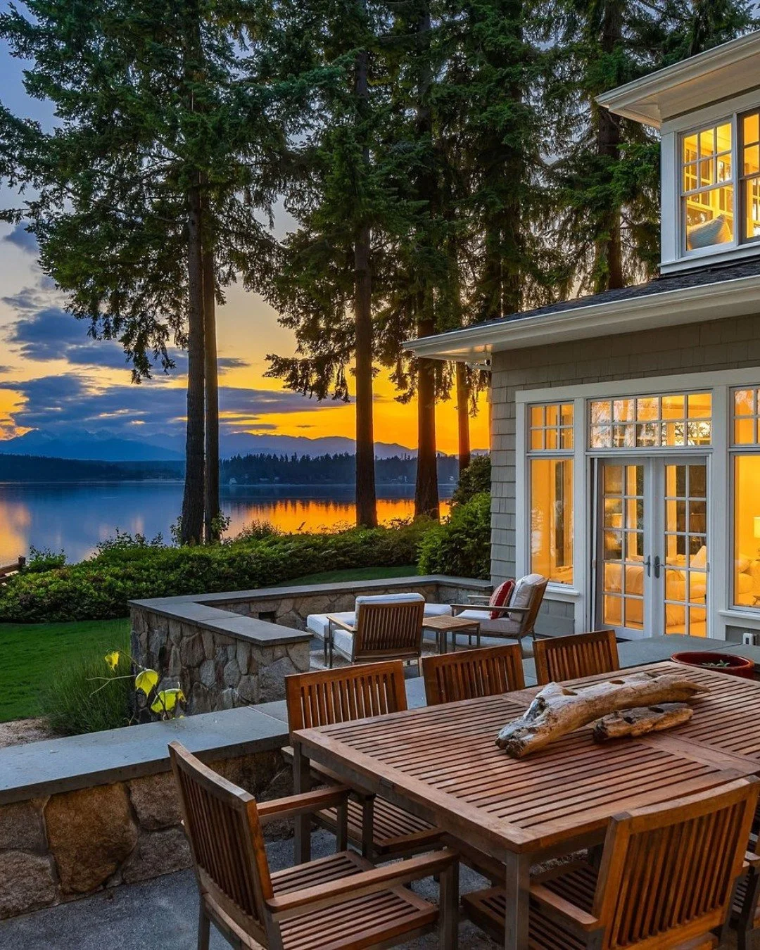 ✨ Sunsets shimmer over Puget Sound, casting golden light across this Manzanita coastal estate&mdash;where East Coast elegance meets Northwest tranquility. Custom-built by Smallwood Construction, the home captures sweeping views of the Olympic Mountai