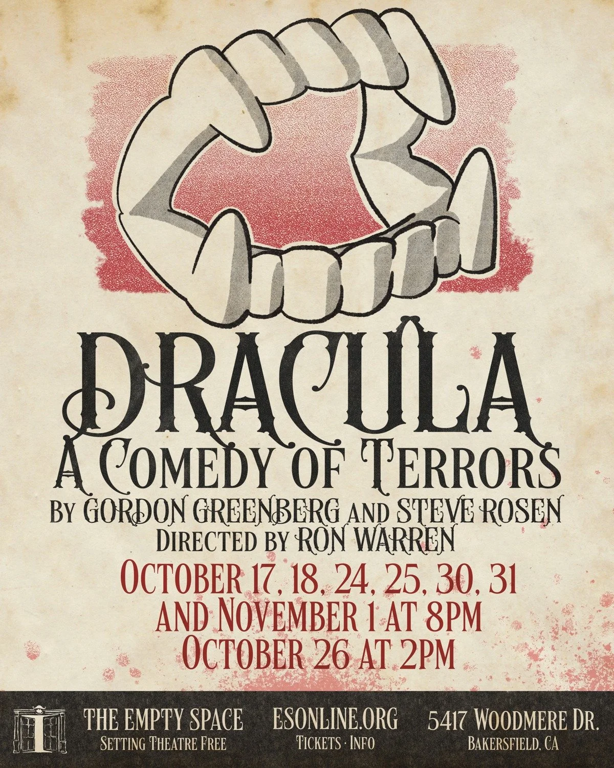 Get ready to sink your teeth&nbsp;into DRACULA: A COMEDY OF TERRORS, playing this Halloween season at The Empty Space! Tickets are undead tomorrow at 10am.&nbsp;🦇