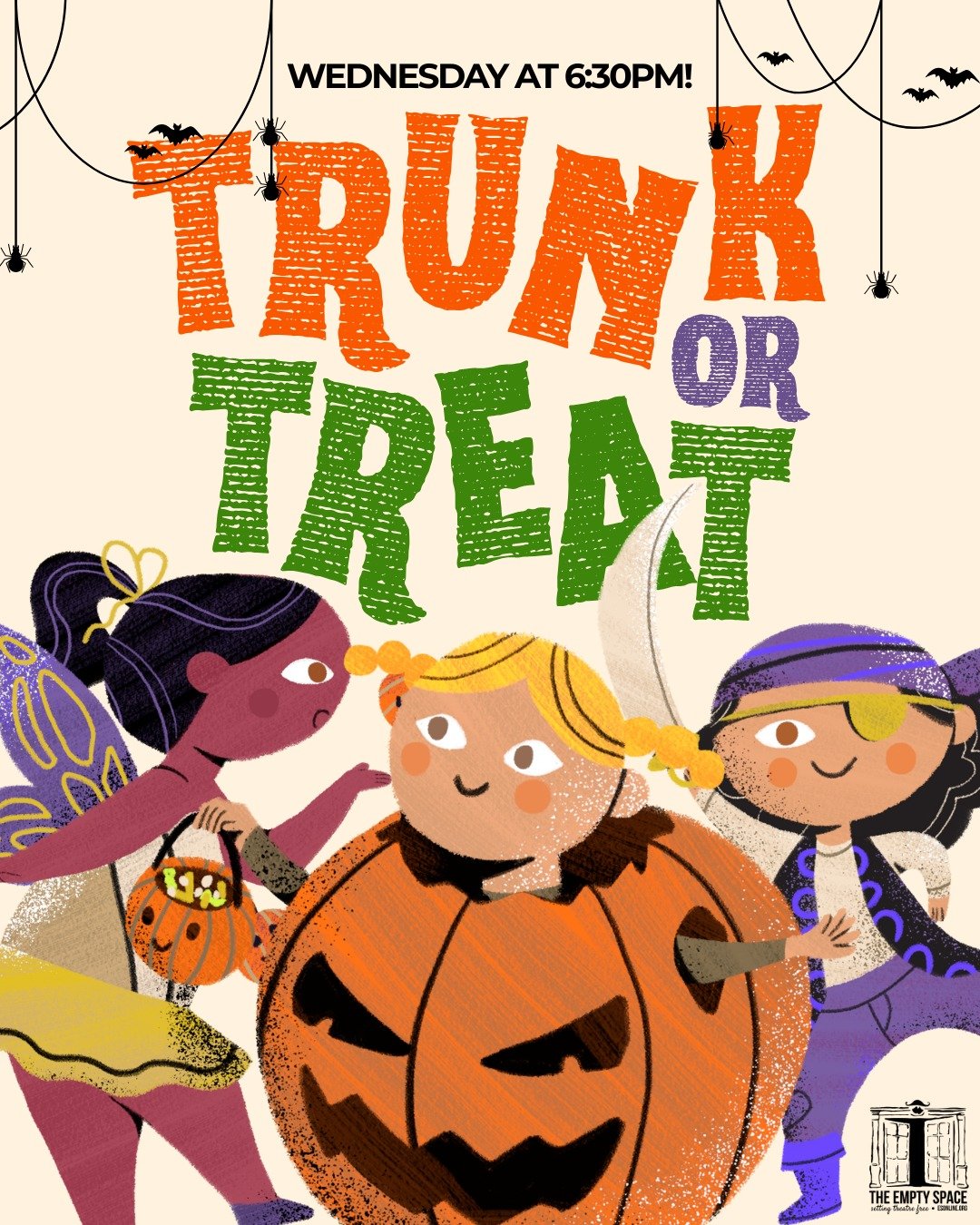 We're gearing up for a fabulous HALLOWEEKEND at The Empty Space and we hope you'll stop by and hang out!👀⬇

🍭 Wednesday - TRUNK OR TREAT - 6:30PM

We're partnering with the folks next door at Reign Elite Cheer and Spotlight Academy of the Arts for 