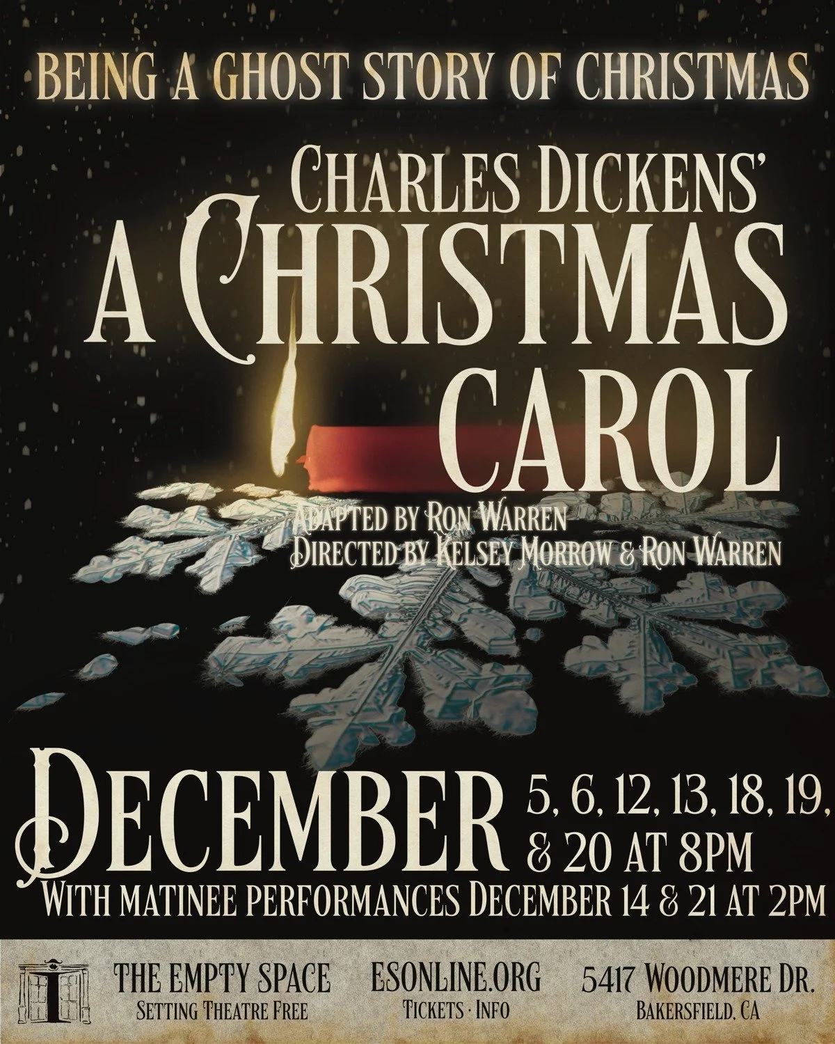 The spirits arrive December 5th at The Empty Space in A CHRISTMAS CAROL, Being a Ghost Story of Christmas. 🎩🕯️

This haunting adaptation of the classic Christmas tale tells the story of Ebenezer Scrooge, a withdrawn and miserly businessman, as a ho
