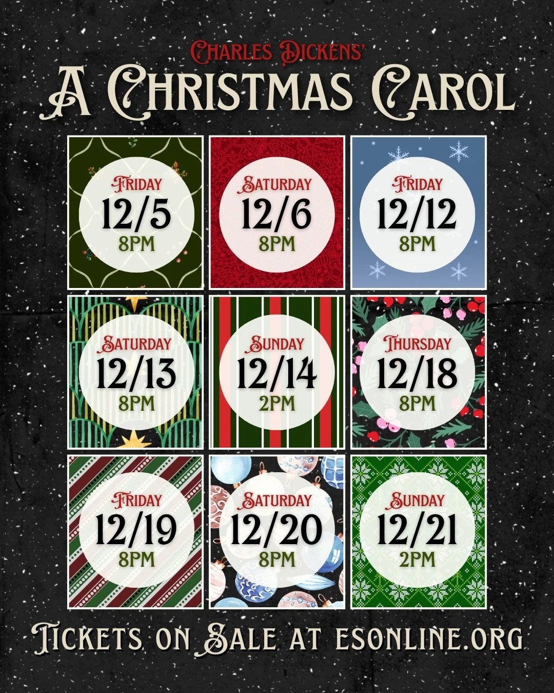 God bless us, everyone, tickets for A CHRISTMAS CAROL are on sale now at esonline.org!

Stop by The Empty Space during the most wonderful time of the year for a thrilling tale, a gallery of gifts and goodies, cocktails and cocoa, and all the Christma