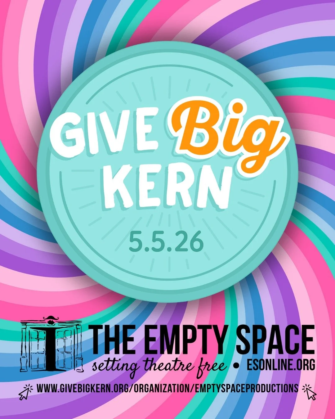 SAVE THE DATE! 🧡 🩵 Give Big Kern returns in two weeks! A day of giving, sharing, and showing the world the importance of non-profit organizations, including ours Empty Space Productions!

Stay tuned for ways you can help The Empty Space this May 5t