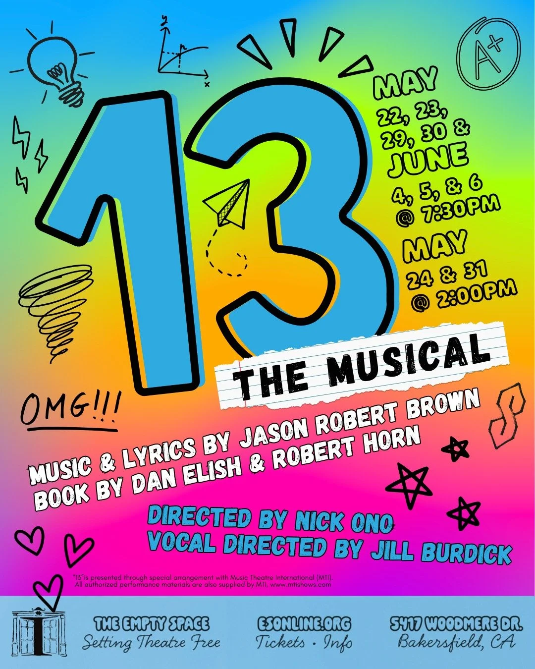 For teens. By teens. 1️⃣3️⃣. 

Tickets are now live for 13 THE MUSICAL! Head over to esonline.org to snag your seats to this hilarious, heartwarming, and little bit horrifying tale of what it means to be a teenager!

🎂 13 THE MUSICAL
📆 May 22, 23, 
