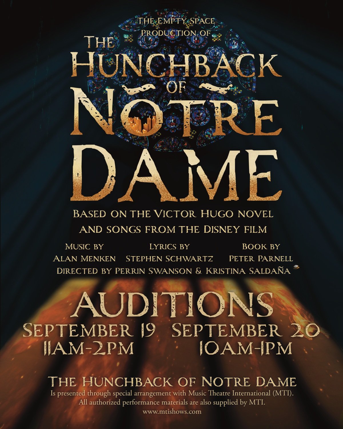 🔔 Ring the bells! 🔔 Announcing auditions for the December 2026 production of THE HUNCHBACK OF NOTRE DAME! 

📌 Audition Dates: 
Saturday, September 19; 11AM - 2PM
Sunday, September 20; 10AM - 1PM

📍 Performance Dates: 
December 4-20, 2026

Find al