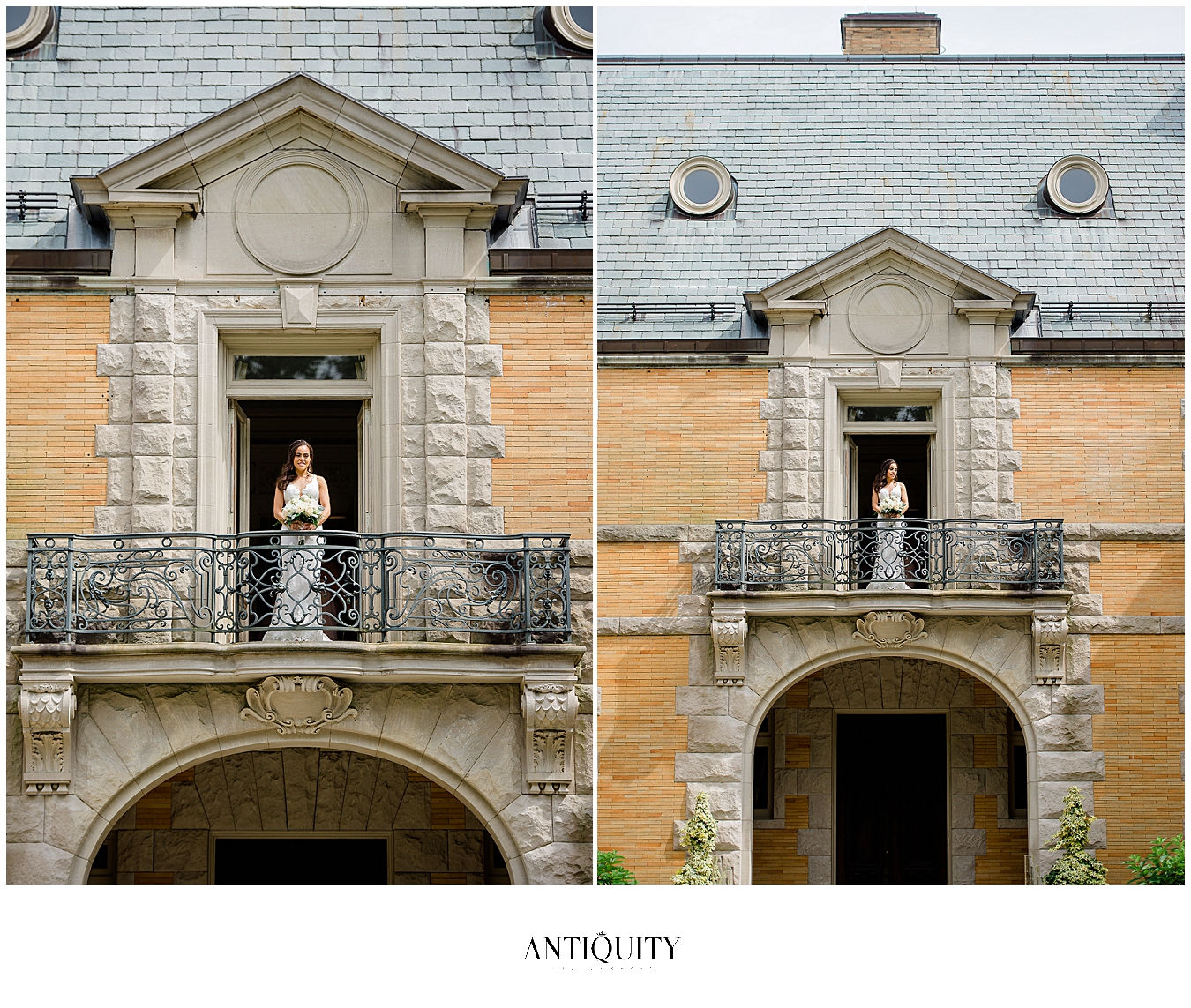  bride on balcony at cairnwood estate 