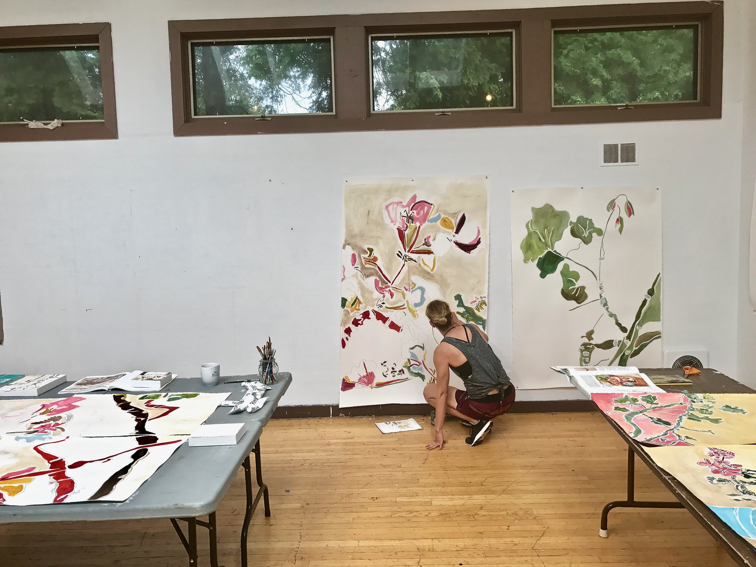 Working on large works on paper.