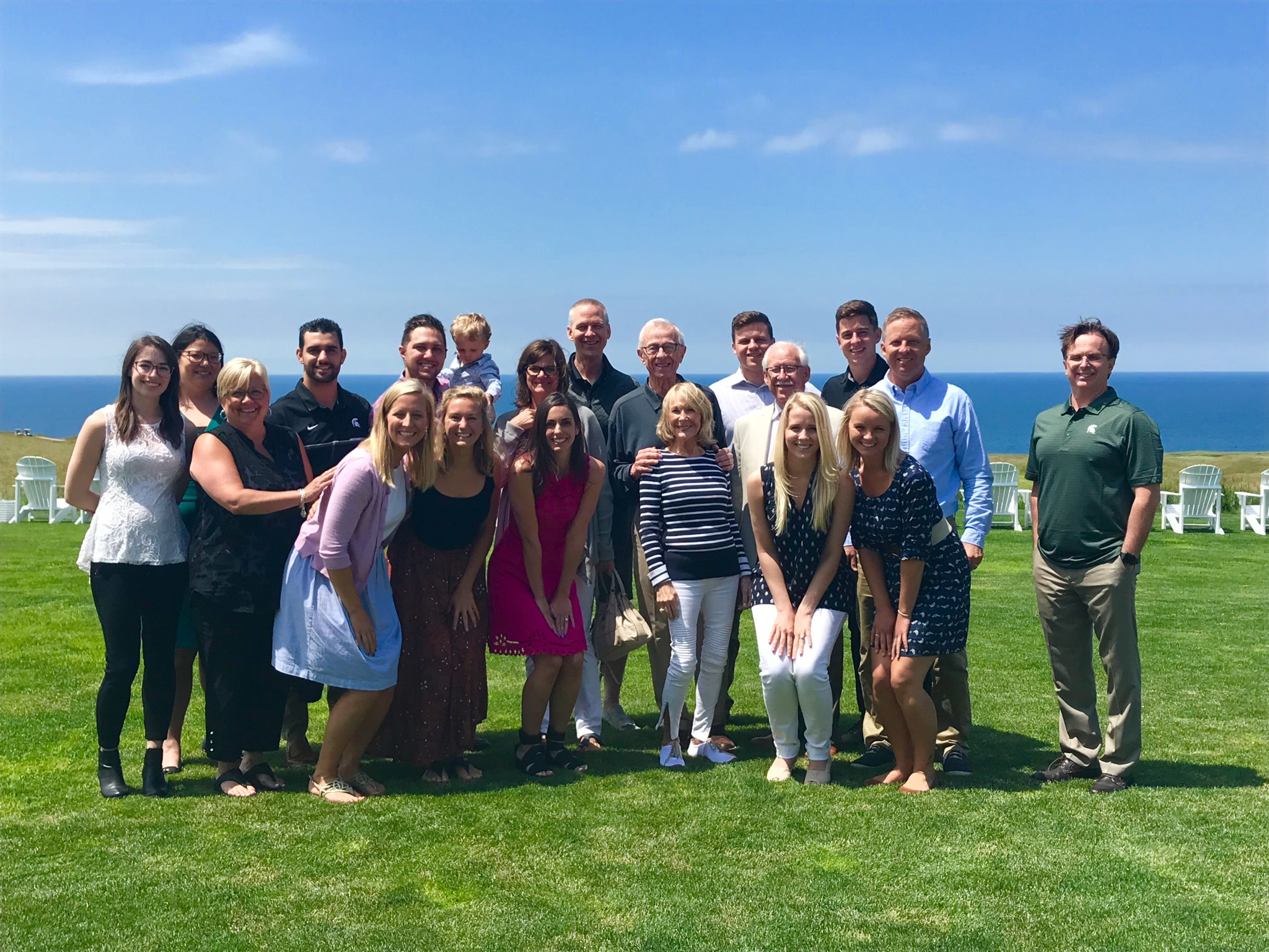 Jamie and Vanessa with 4 generations of the Schultz family receiving the Jean Schultz Endowment on June 27, 2018