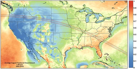 Historic afternoon cloud coverage for the month of August—blue is best! Image captured from Eclipse2017.org .