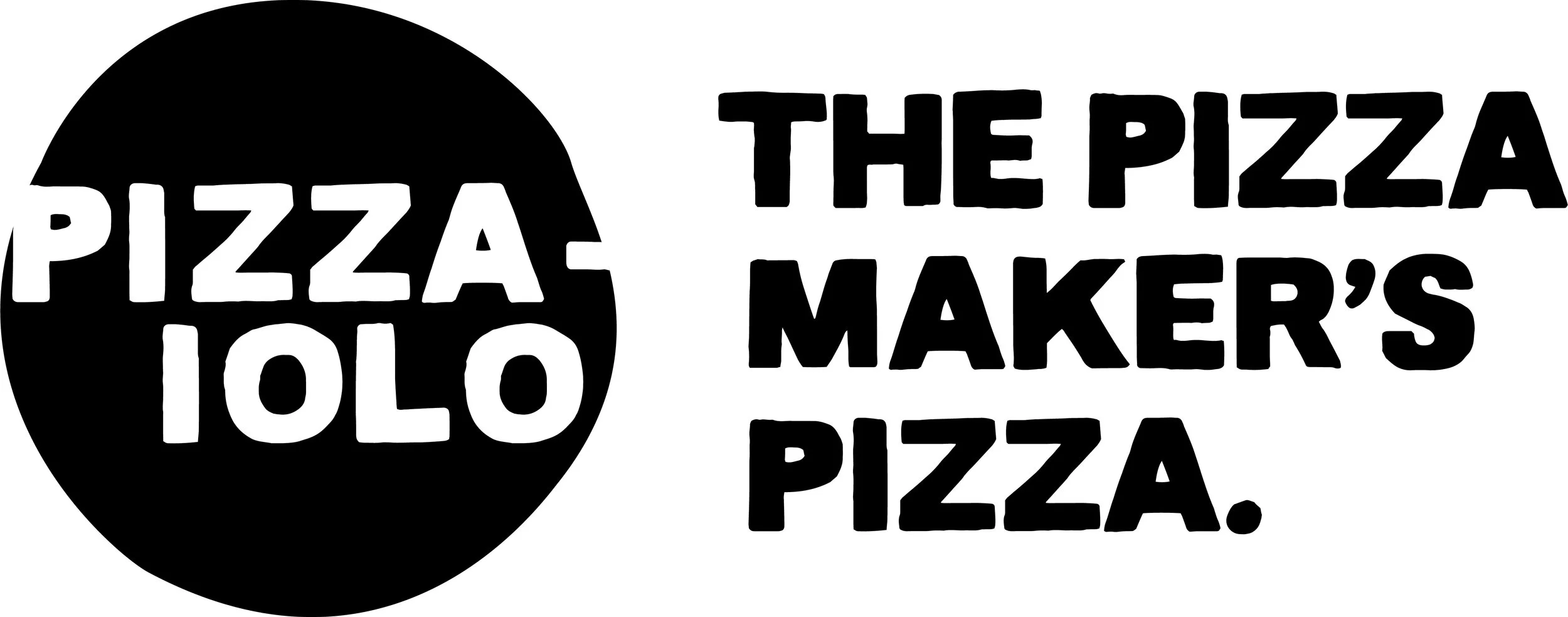 Black circular logo with the text 'PIZZA IOLO' in white, bold capital letters.