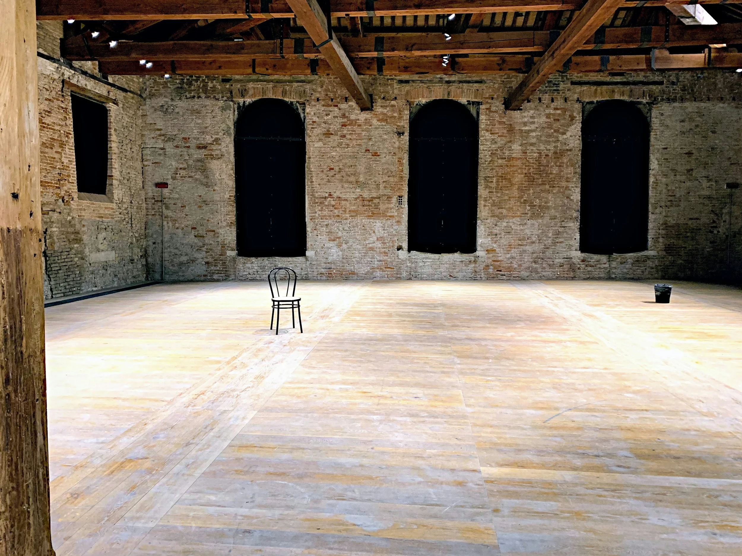 a chair by itself in a room