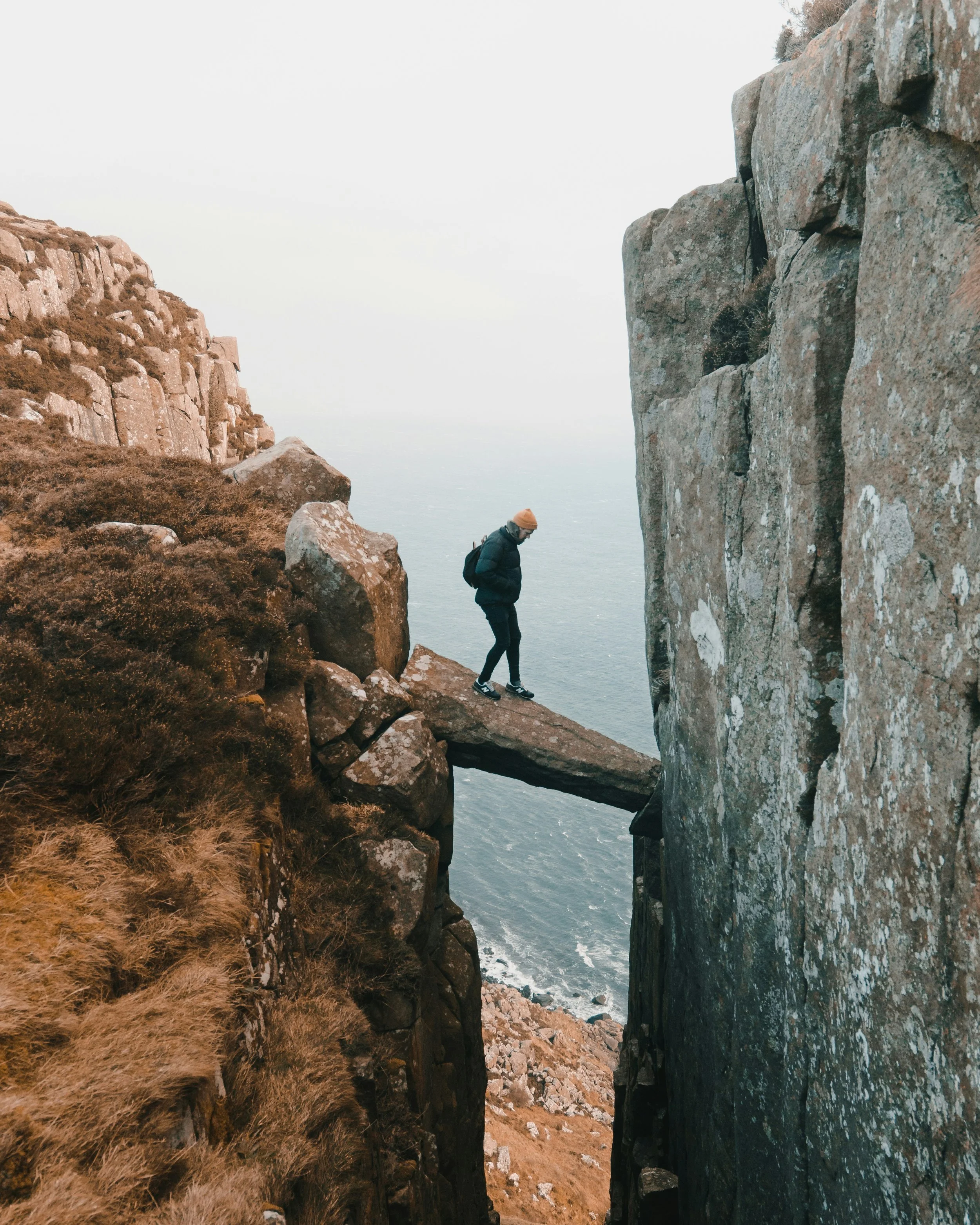 walking across a gorge