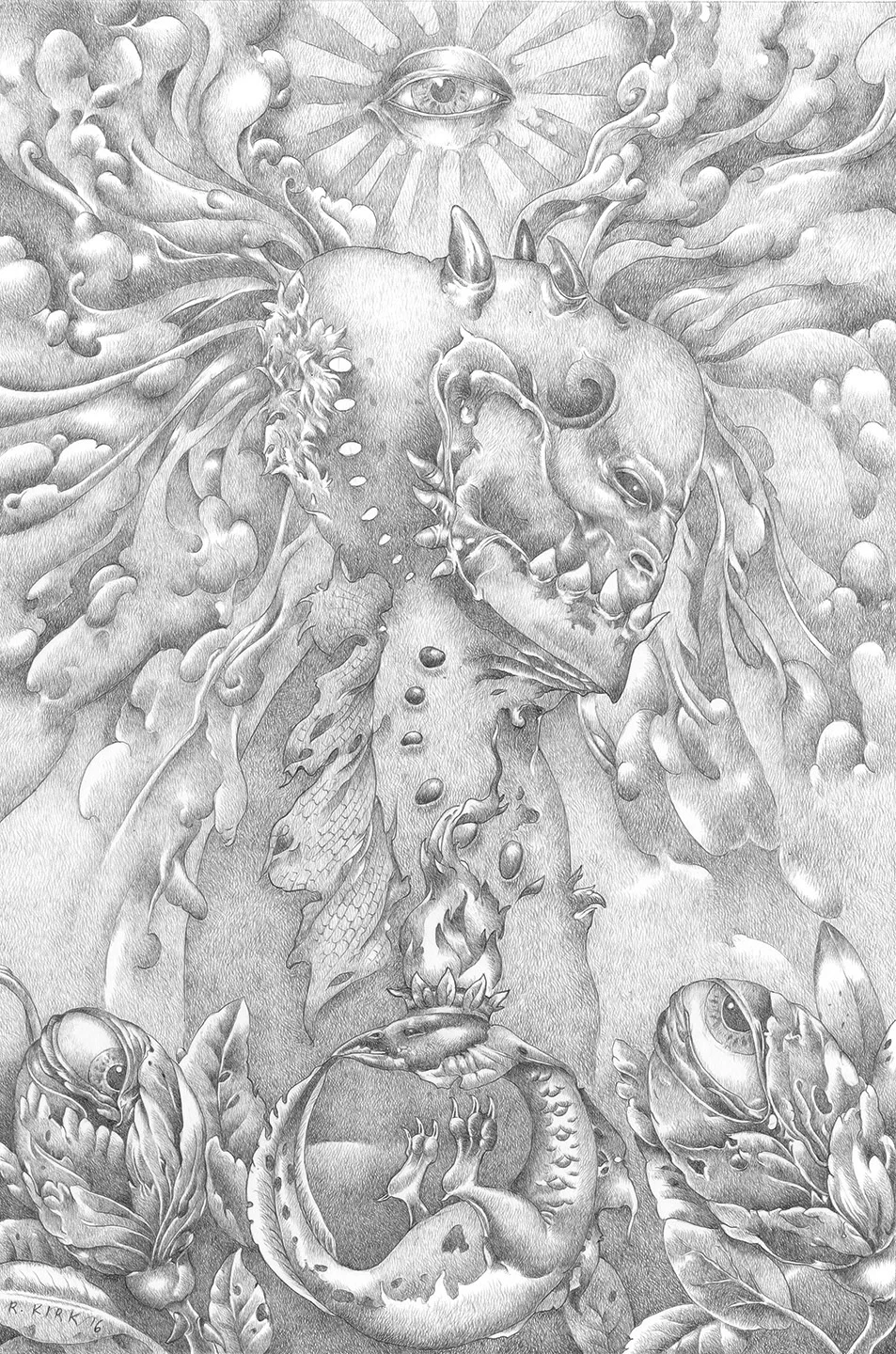 Flowers of Wisdom 2016, silverpoint on archival board, 9" x 6"