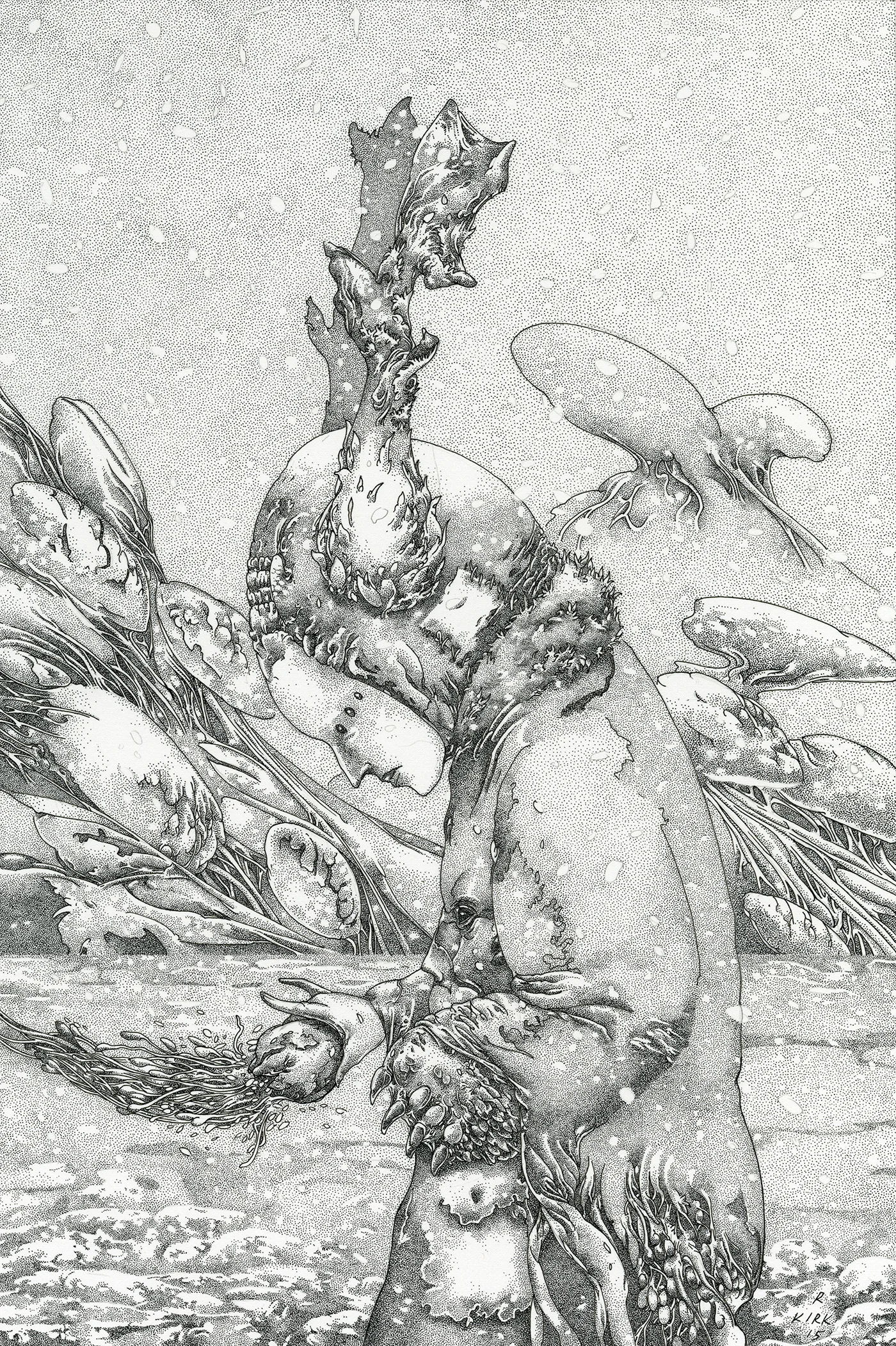 Panspermia 2015, ink on Arches hotpress paper, 12" x 8"