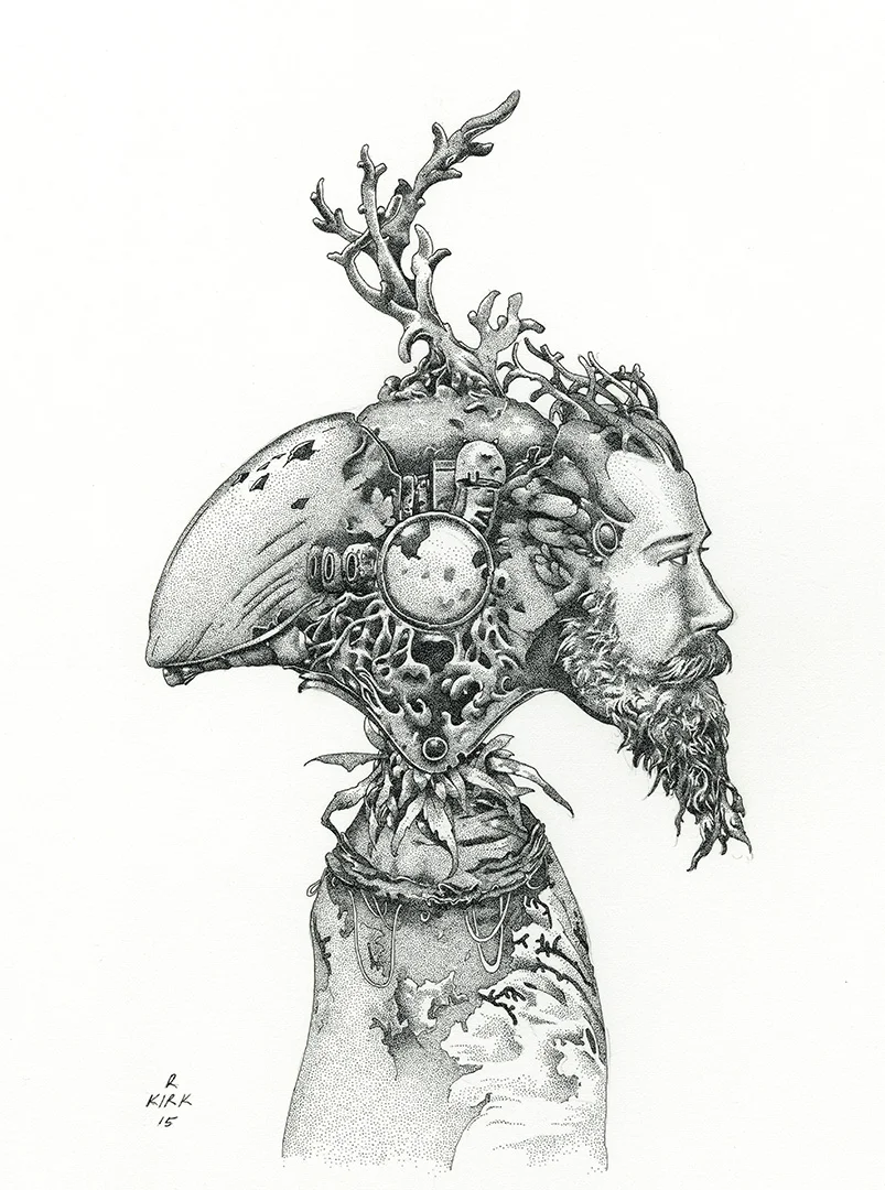 Lens 2015, ink on paper, 10" x 7"