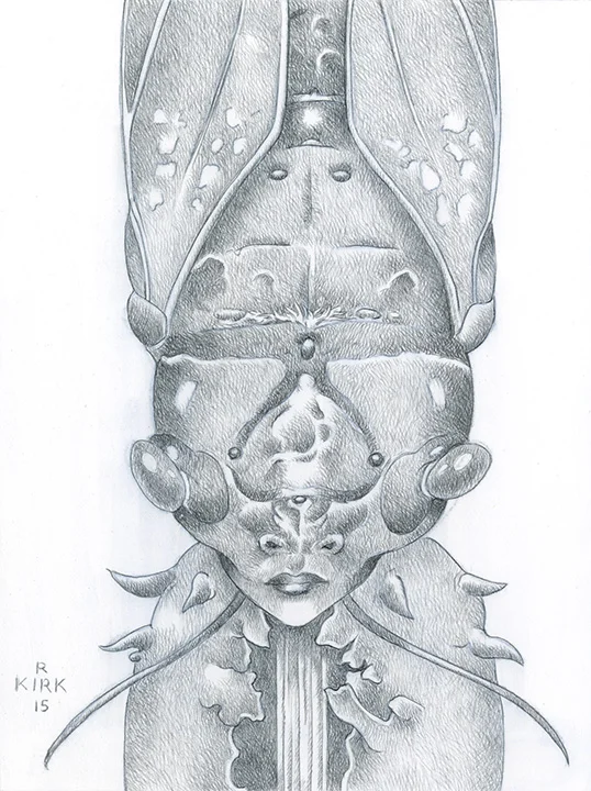 Drone (Symphonist #3) 2015, silverpoint on board, 4" x 3"