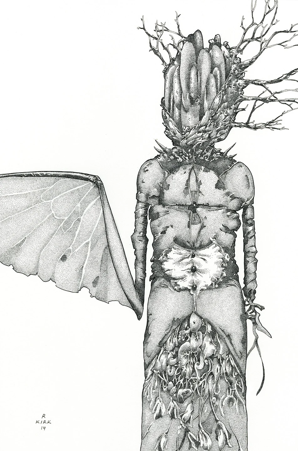 Sinistral Sister 2014, ink on paper, 12" x 8"