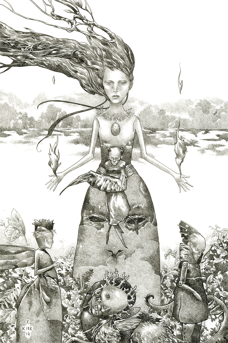 Invisible World 2014, ink on paper, 12" x 8"