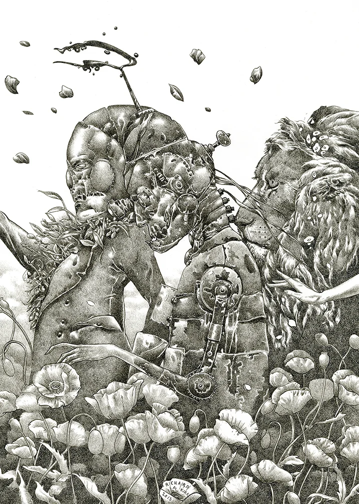 Field of Poppies 2013, ink on paper, 16" x 12"