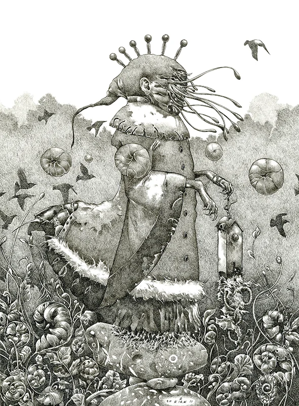 Unaccountable Absence of the Wastrel 2011, ink on paper, 12" x 10"