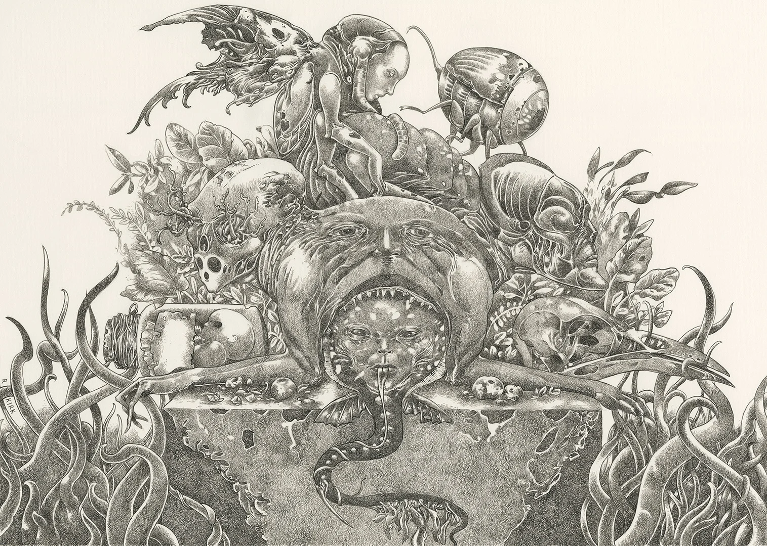 THE HIDDEN EXHIBITION, 2018, Ink on paper, 12" x 16"