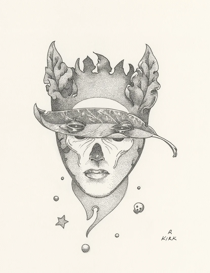 Slender Leaf, 2019, ink on paper, 7” x 5”