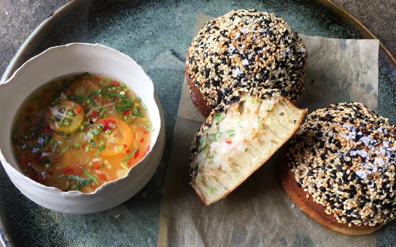 Crumpet lobster toast served at Rovi in London