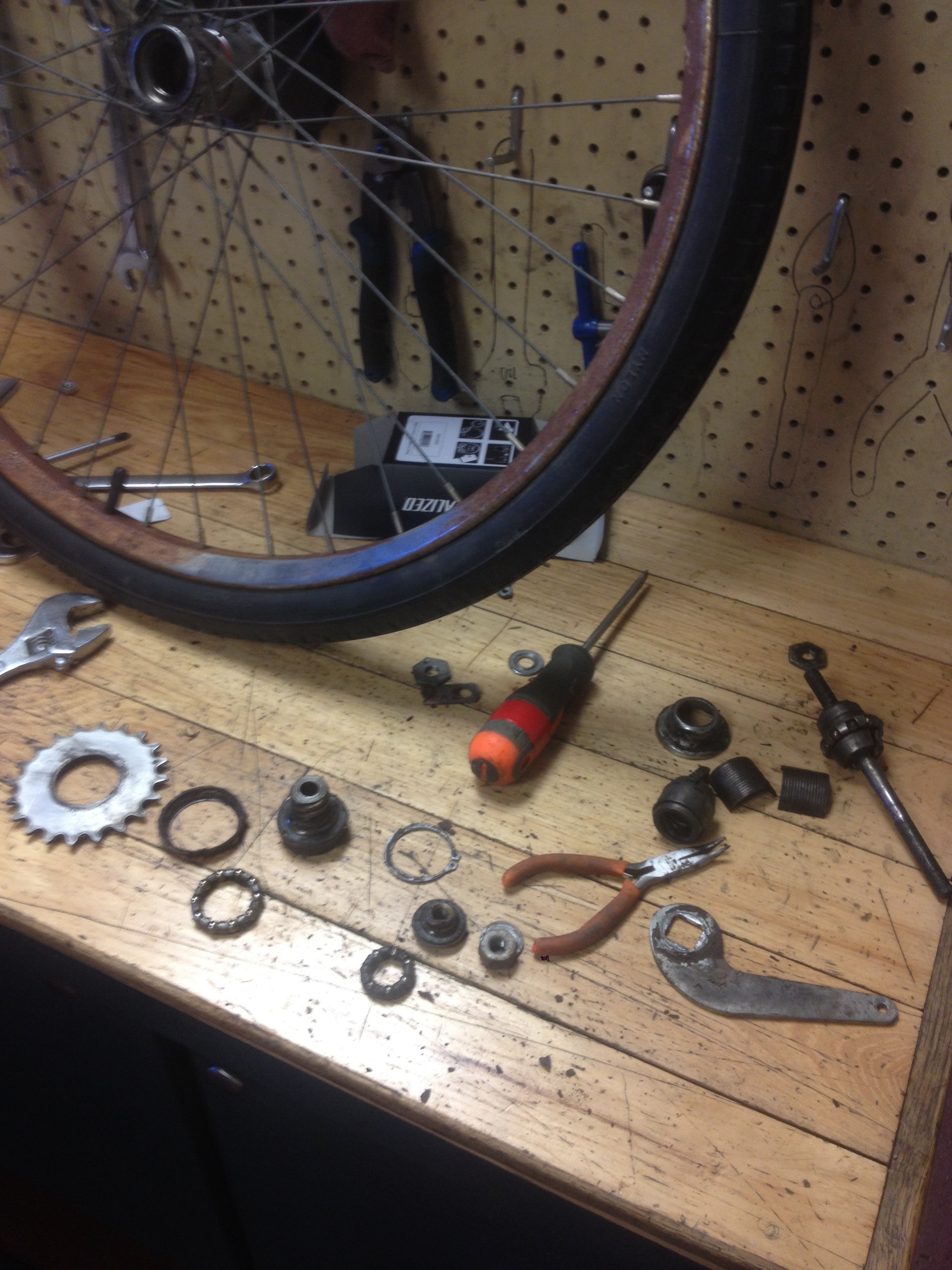 Fun with coaster brake overhauls. I promise everything found its place again!