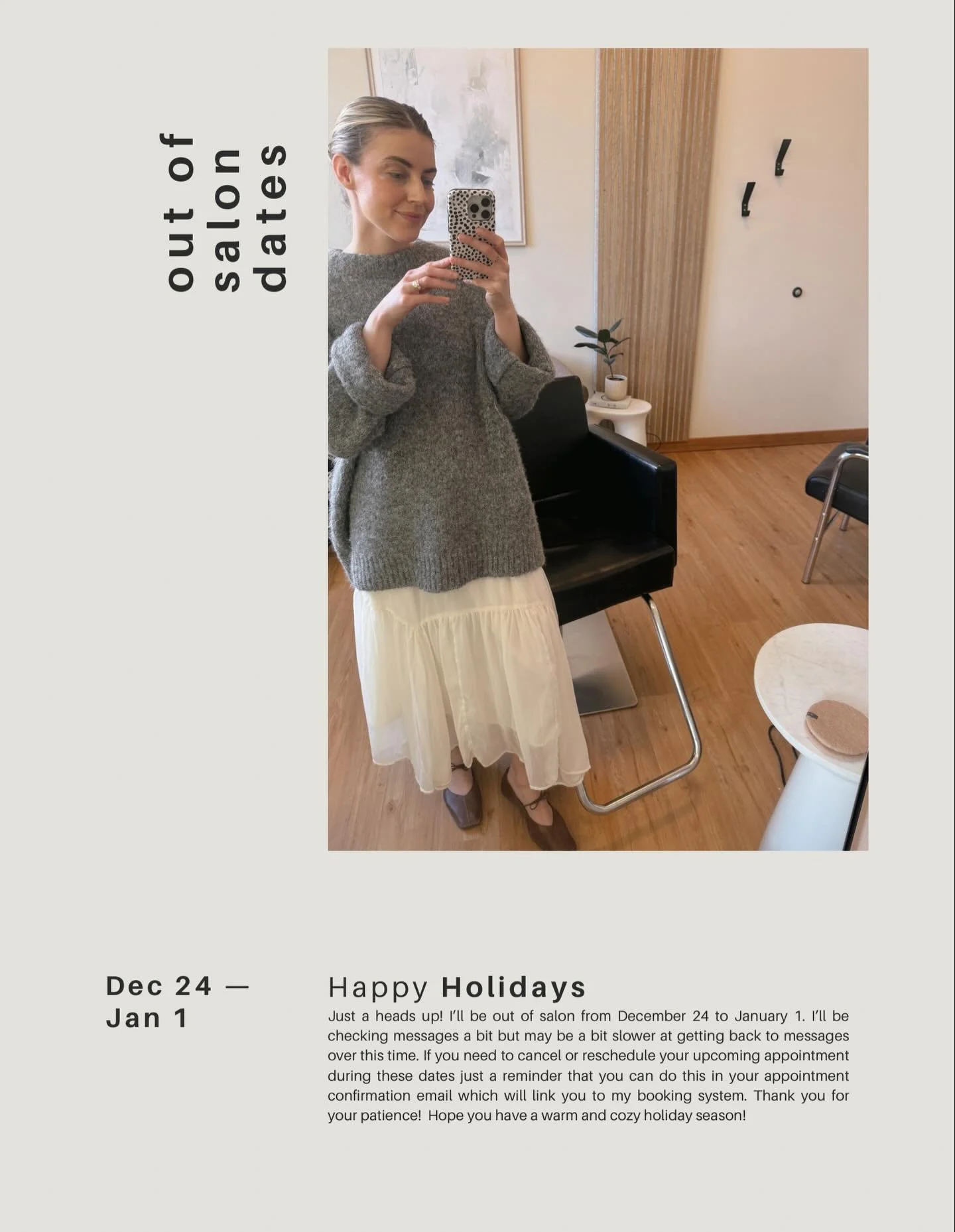 out of salon December 24th to January 1st ❤️