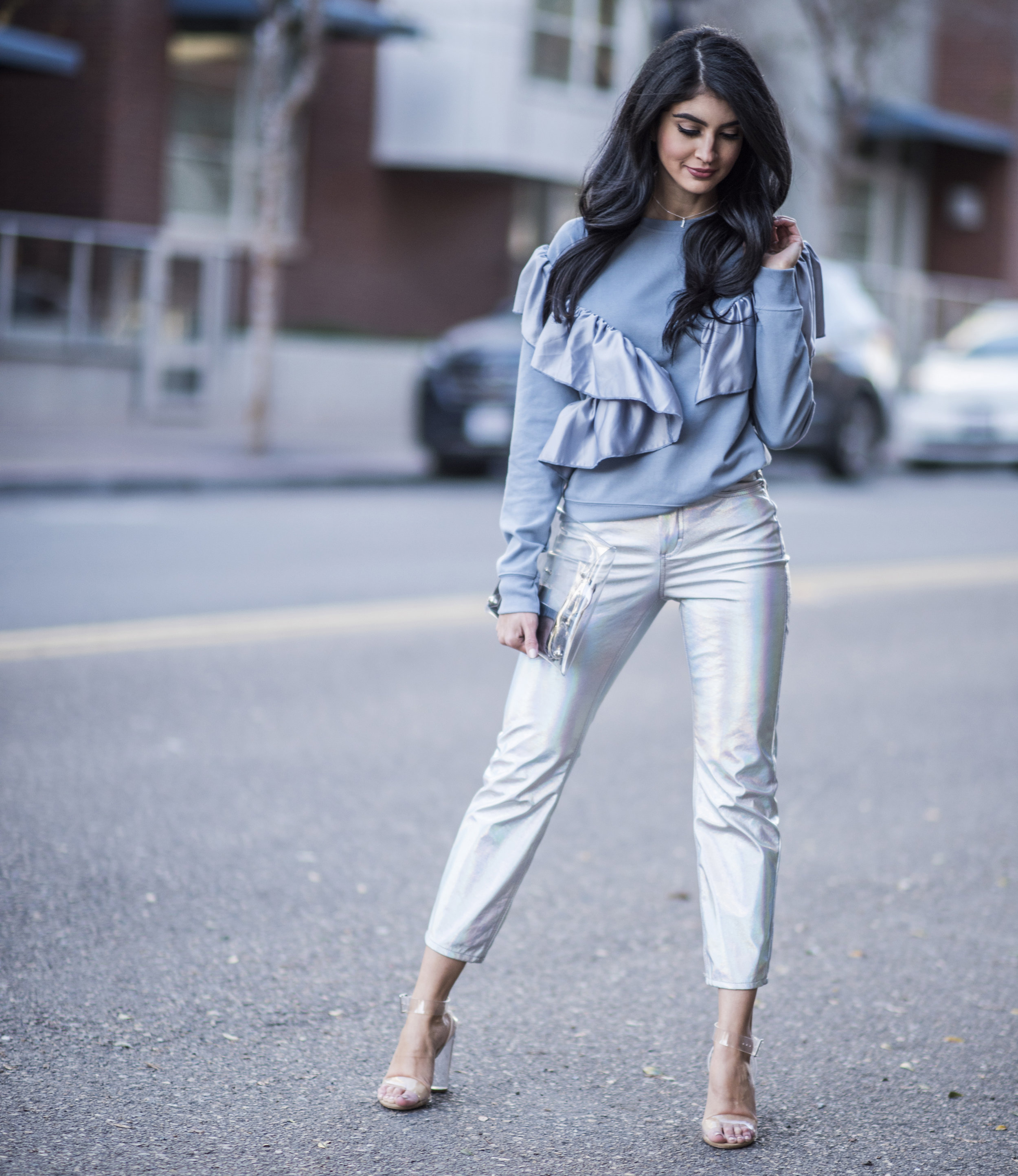 transparent heels outfit