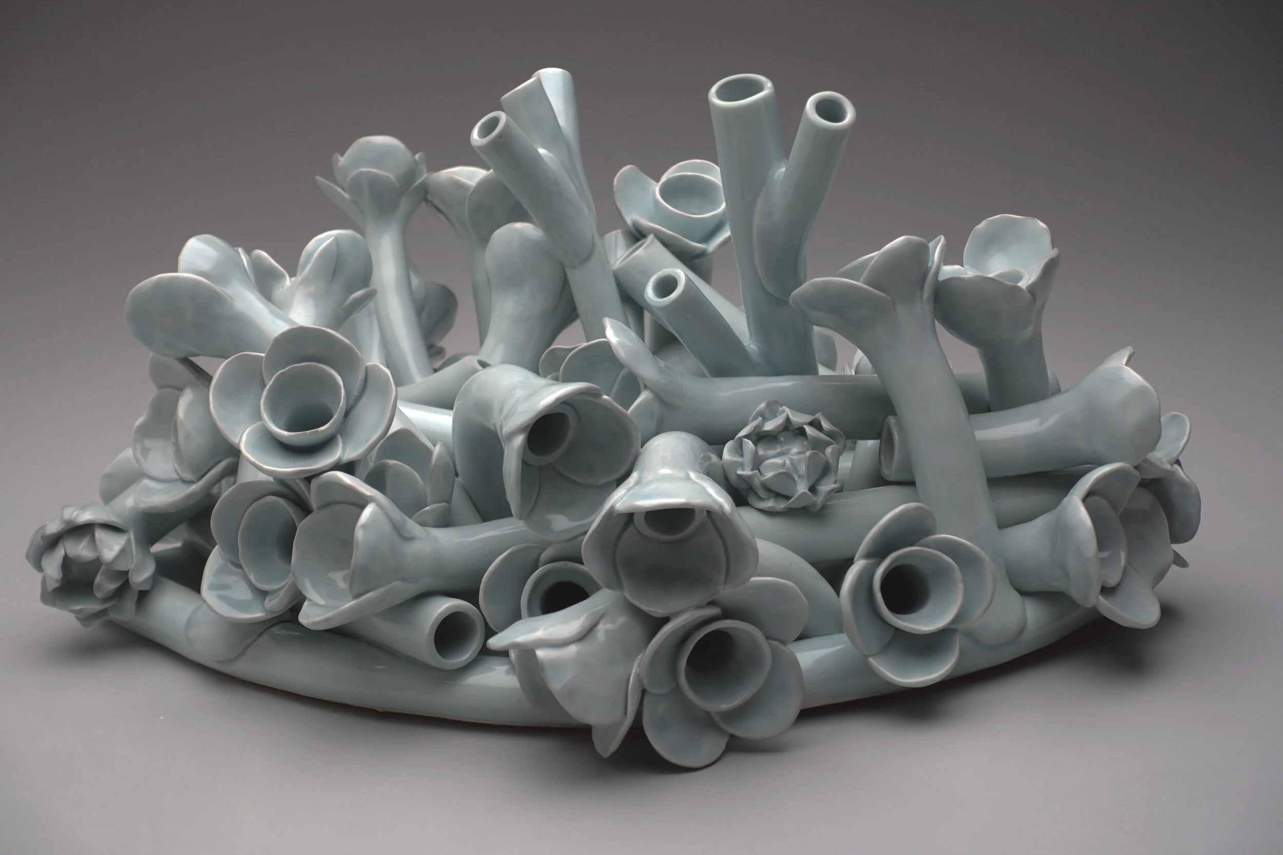Flora in Celadon with Branches.