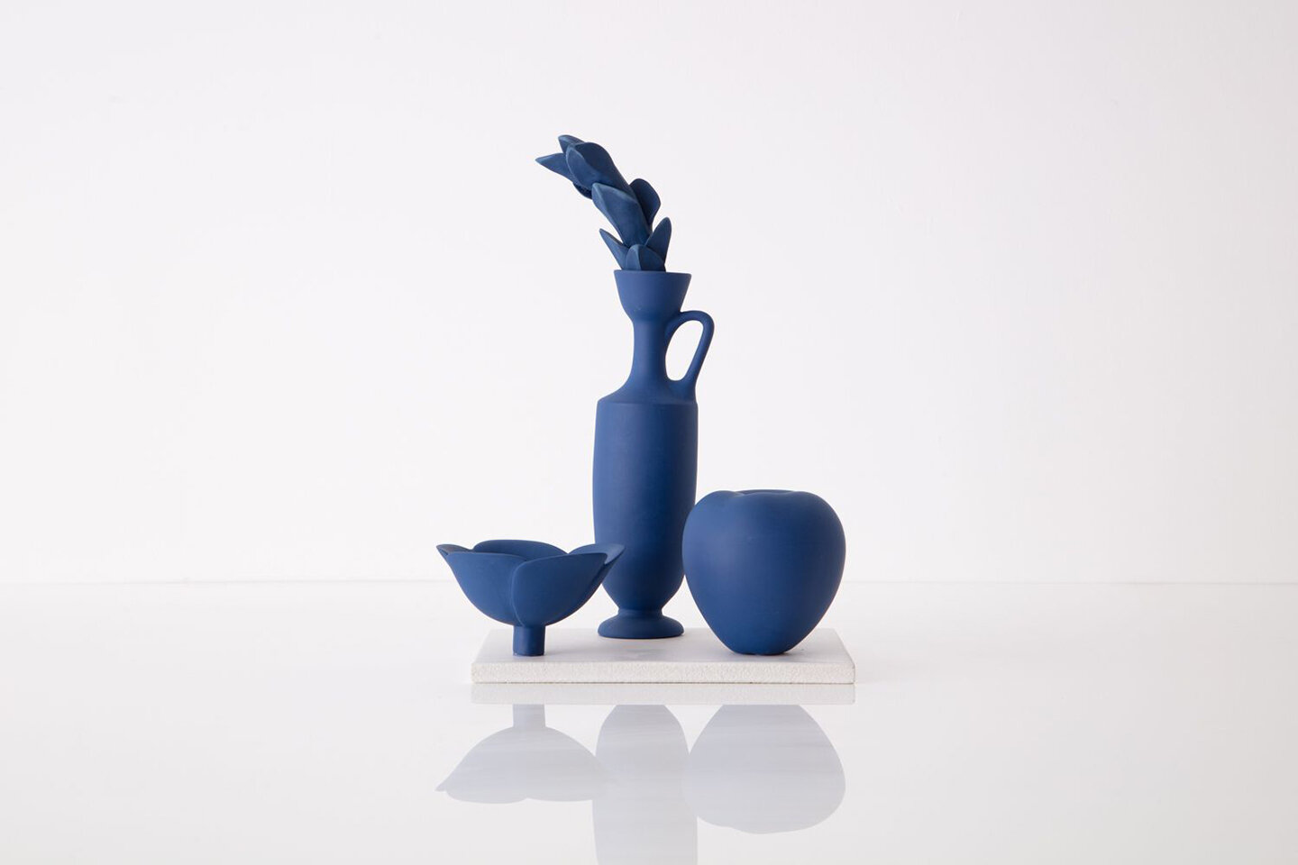 Still Life in Blue and White with Lekythos, Twig, Apple and Lotus Bowl.