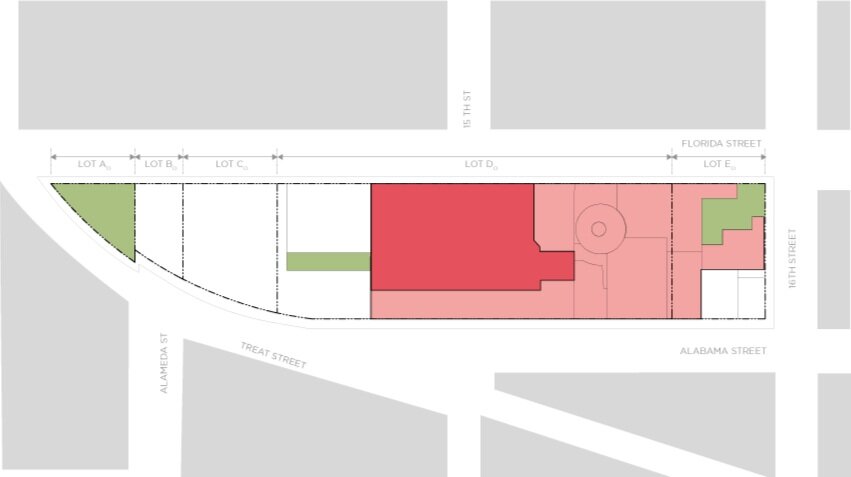 Existing physical footprint of the animal welfare non-profit in red and green