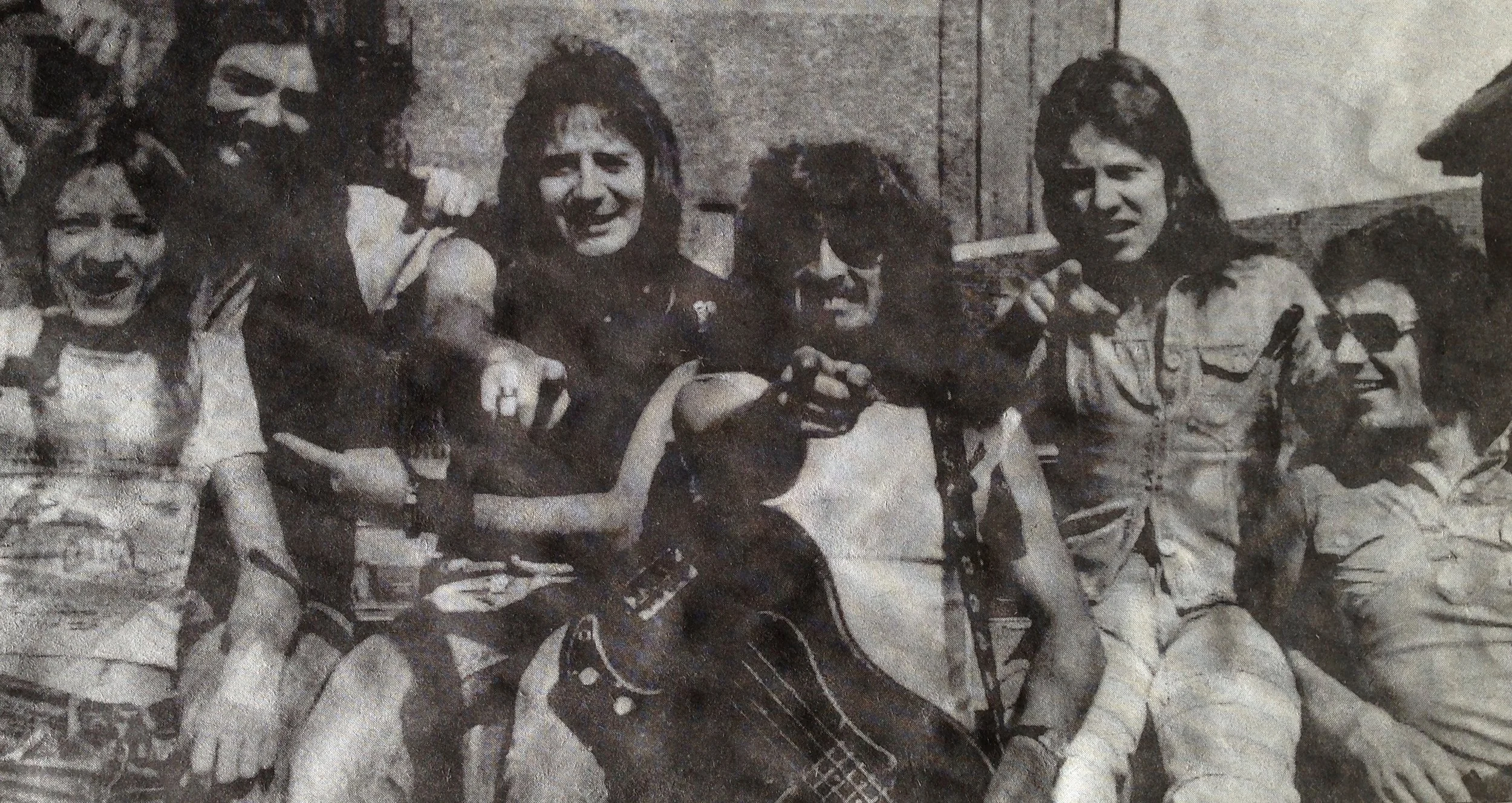 L to R: George Defty, Dave Ditchburn, Vic Malcolm, Franky Gibbon, me, Brian Johnson, circa 1975.
