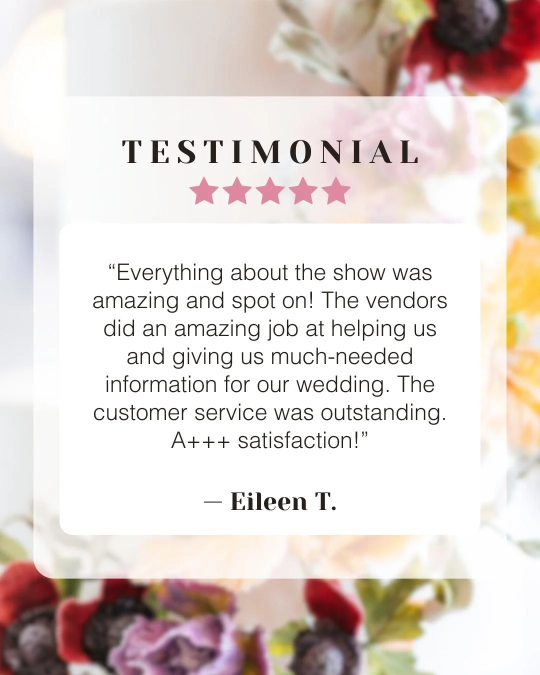 Thank you, Eilien, for the kind words. Reviews like this remind us how lucky we are to work with such talented, dedicated vendors who truly make the Seattle Wedding Show special.

Want to see it for yourself? Come experience the 2026 show and meet th