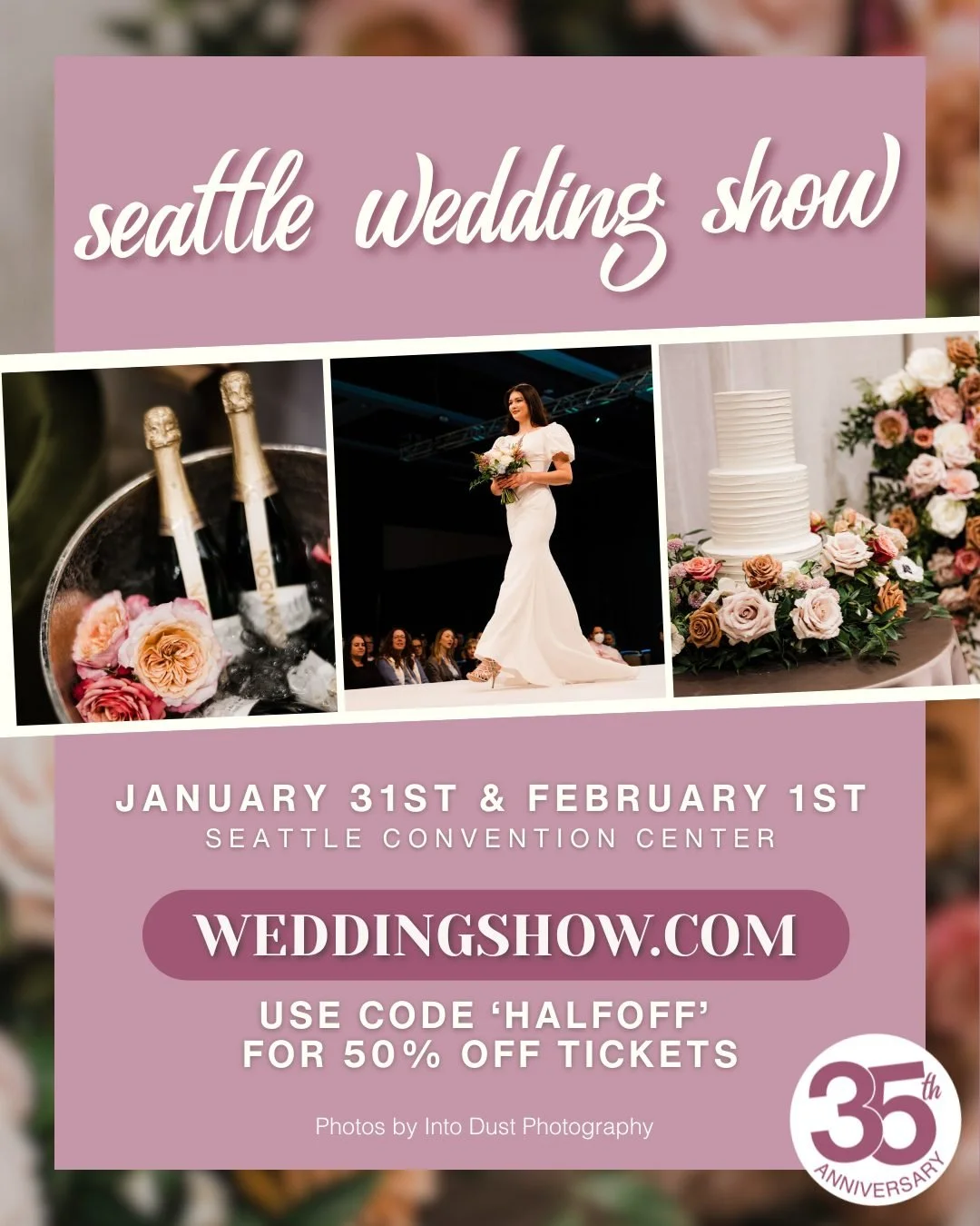 Planning your wedding? Make it a weekend to remember!

The Seattle Wedding Show is back for its 35th year&mdash;and it&rsquo;s your one-stop-shop for all things wedding:
✨ Fashion shows
🍰 Cake samples
👗 Dress try-ons 
📸 Photo booth tryouts
🎶 Musi