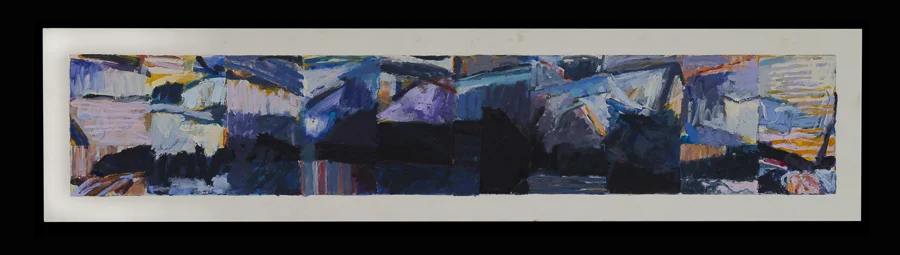 Point Panic acrylic/collage on paper mounted on wood 15.25x64.25" April 1998